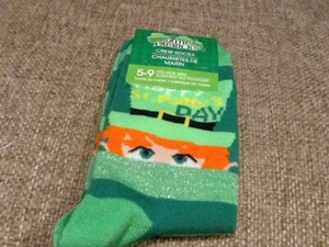 NEW Womens St. Patrick's Day Crew Socks Size 5-9 "HAPPY ST PATTY'S DAY" FREE S&H - Picture 1 of 3