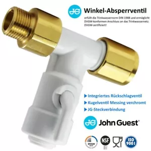 DVGW John Guest Kaltwasseranschluss 3/8" auf 1/4" Schlauch Umkehrosmose-Anlagen - Bild 1 von 2