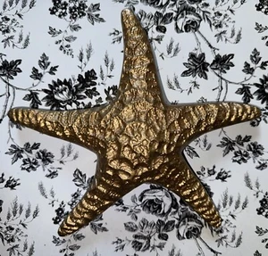 Large Brass Gold Metal Heavy Starfish Sculpture Wall Hanging - Picture 1 of 5