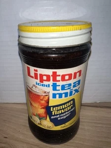 Botella de vidrio con sabor a limón mezcla de té helado Lipton completa 12 oz años 70 rara de colección - Imagen 1 de 5
