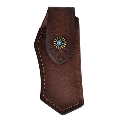 Estuche protector de bolsillo de almacenamiento de cinturón con soporte para cuchillo plegable de cuero de 4 pulgadas Foto 1 de 4