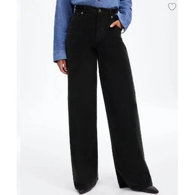 Madewell Superwide Leg Corduroy Pants Black High Rise Womens Size 25 - Image 1 of 4