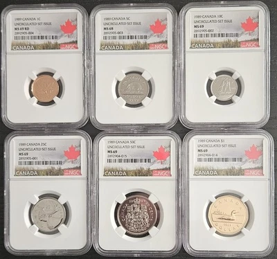 First Place 1989 Canada 6 Coin Uncirculated Set Issue Almost All Top Pop NGC - Image 1 of 3