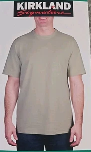 Kirkland Signature Men's Short Sleeve Pima Cotton Slub T-Shirt, Khaki, XL - Picture 1 of 2