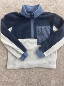 Patagonia Kids Micro D Fleece Jacket L Navy Gray 1/4 Zip YOUTH Large - Picture 1 of 8