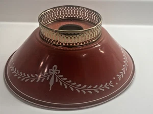 Vtg Metal Toleware Lamp or fixture Shade Burnt Orange Leaf design 12 x 5 inch - Picture 1 of 11