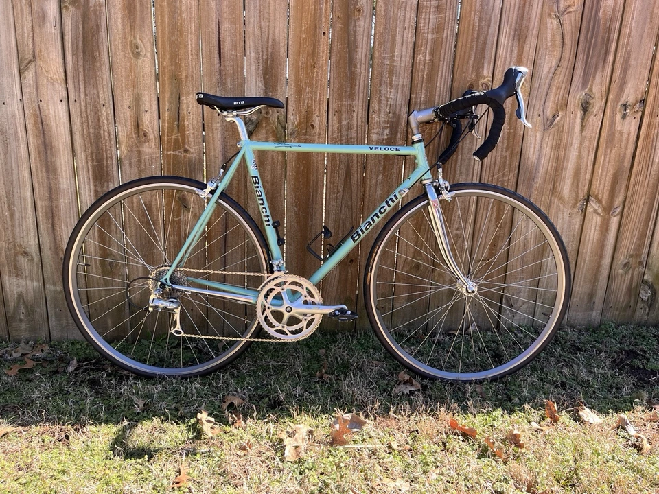 Bicicleta de Carretera Bianchi Veloce 55cm Colón Trono Acero Celeste Verde Cromo Años 90 Foto 1 de 4