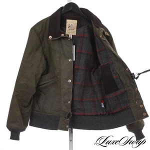 #1 MENSWEAR Monitaly Made USA Olive Waxed Ctn Blanket Tweed Lined Parka Coat 40 - Bild 1 von 8