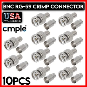 Connettore BNC a crimpare spina BNC per cavo coassiale RG59 telecamera CCTV 10 PZ - Foto 1 di 6