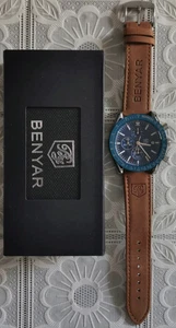 BY BENYAR Orologio Uomo Cronografo Analogico al Quarzo Impermeabile (h8C) - Zdjęcie 1 z 2