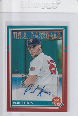 2024 Panini USA Baseball Stars & Stripes Paul Skenes Alumni Red Auto /199 ASM-PS - Image 1 of 2
