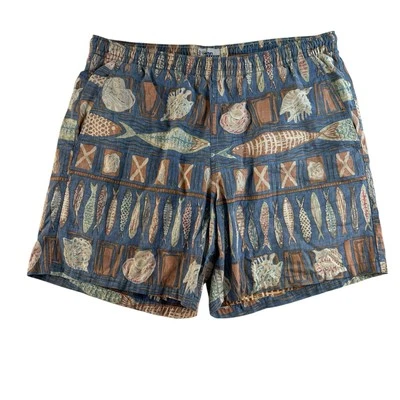 Vtg Reyn Spooner M Board Swim Shorts Mens Trunks Fish Hawaiian Drawstring Blue - Image 1 of 4