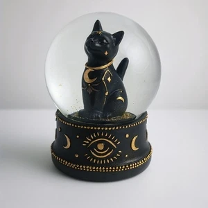 Black Gold Egyptian Goddess Of Home Cat  Water Globe musical apx 6.5"  - VIDEO - Picture 1 of 8
