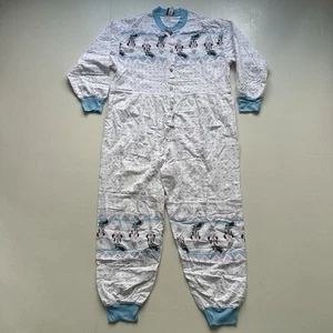 Vintage Disney Mickey Mouse Unlimited One Piece Sleepwear Pajamas Adult Large - Picture 1 of 18