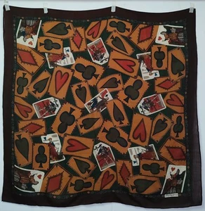 Stephen Jones Vintage wool scarf w Cards Pattern heart, diamonds, clubs & Spades - Picture 1 of 10
