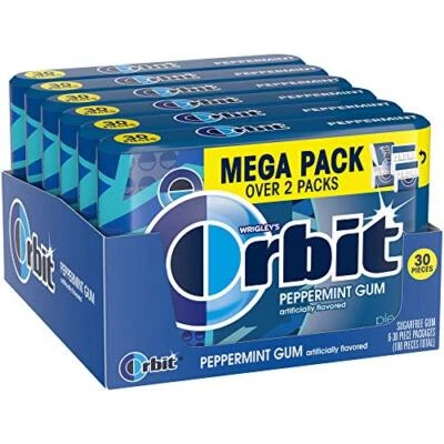 Orbit Peppermint Sugar Free Chewing Gum, 30 Piece (Pack of 6) - Image 1 of 3