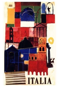 Póster de viaje italiano vintage, Italia, Roma, Sicilia, Italia  - Imagen 1 de 5