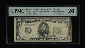 DBR 1934 $5 LGS FRN Chicago Fr. 1955-Glgs PMG VF-20 Serial G02806513A - Picture 1 of 2