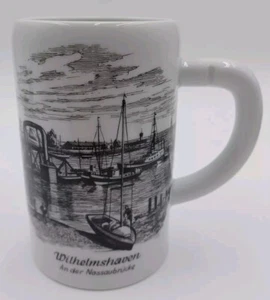 Taza grande vintage Kaiser Wilhelmshaven blanca y negra - Imagen 1 de 8