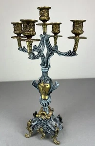 AMAZING FIVE ARM FRENCH VINTAGE BRASS CANDELABRA (LOT 5142) - Picture 1 of 8