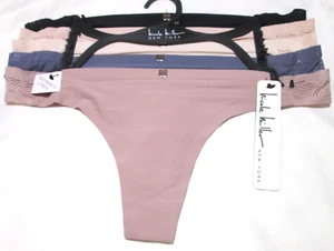 Nicole Miller ladies' no-line thongs-sz M-5 Pk-NWT-ret 48.00-Microfiber w/ lace - Picture 1 of 10