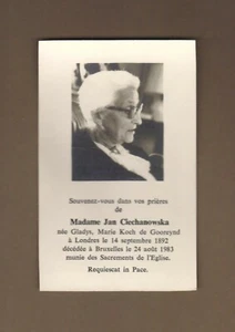 Rare Vintage 1983 Holy Card Madame JAN CIECHANOWSKA wife of WWII Polish Diplomat - Picture 1 of 2