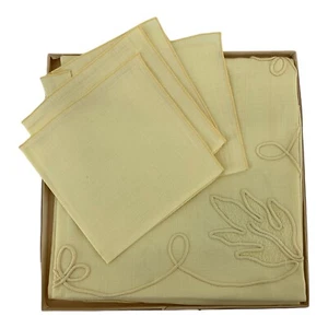 Vintage 5 Stück Mais bestickt Neu aus altem Lagerbestand Mittagessen Set Leinen Servietten/Tischdecke - Bild 1 von 5