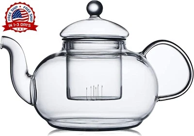 Tetera De Vidrio Para Estufa De 600ML/20.3OZ Tetera Con Infusor Extraíble NEW US - Image 1 of 4