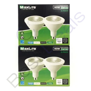 4 Pack Maxlite PAR38 LED Flood Light Bulb 13W=90W Dimmable 5000K Indoor Outdoor - Picture 1 of 5