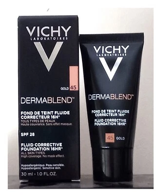 Vichy dermablend fluid corrective foundation 16HR 30ml - shade Gold 45 - Image 1 of 2