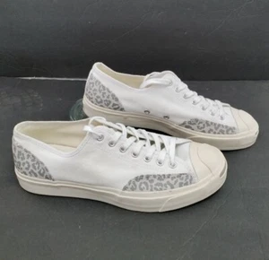 Converse Purcell Men 9.5 Canvas Low White Gray Leopard Athletic Shoes Women 11 - Picture 1 of 10