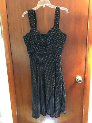 VESTIDO BANDOLINO DAMAS BLANCO Y NEGRO LUNARES VERANO ELEGANTE HASTA LA RODILLA TALLA 10 Foto 1 de 4