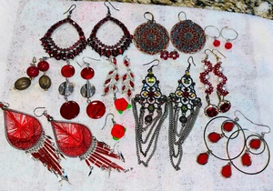 Vintage Red Earrings Lot - Picture 1 of 11