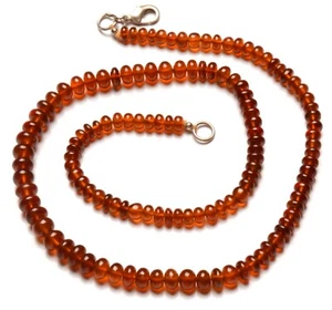 Collar de 17" con gemas de granate de hessonita natural de tamaño de 5 a 6 mm de cuentas de rondelle lisas - Imagen 1 de 8