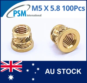 M5 BRASS HEADED INSERT FOR PLASTIC SONIC-LOK SHKBM5X5.8 THREAD KNURLED HEAT X100 - Picture 1 of 9