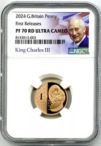 2024 GRAN BRETAÑA 1P NGC PF70 UCAM PROOF AVELLANA LIRÓN PENIQUE PRIMEROS LANZAMIENTOS - Imagen 1 de 2