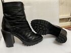 asos womes black leather heel boots size uk 7 eu 41