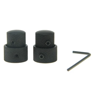 2pcs Metal Dual Concentric Stacked Control Knobs for Electric Guitar Bass Black - Picture 1 of 5