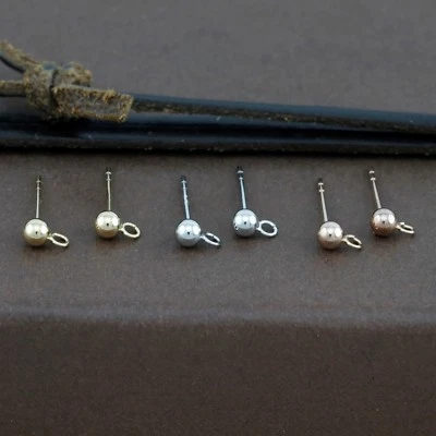 Genuine 18CT Solid Gold 3mm Ball Studs With Hook - Per Pair - Image 1 of 4