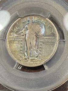 PCGS F15 1921 STANDING LIBERTY QUARTER SCARCE DATE BEAUTIFUL COLOR - Picture 1 of 3