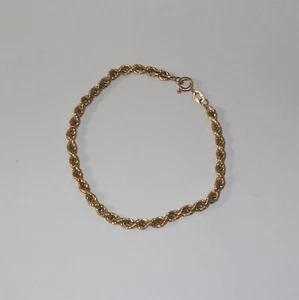 Dazzling Solid 14K 585 Yellow Gold Rope Bracelet 7" Chain not Scrap - Picture 1 of 6