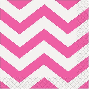 Pack of 16 Pink Chevron Stripe Napkins / Serviettes - Parties & Events - New - Picture 1 of 1