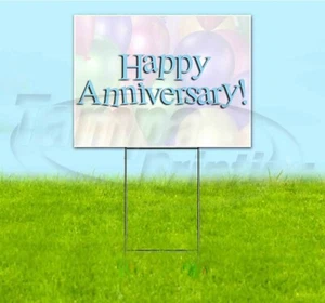 HAPPY ANNIVERSARY 18x24 Yard Sign WITH STAKE Corrugated Plastic Bandit Lawn USA - Picture 1 of 4