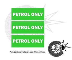 3 x PETROL ONLY Self Adhesive Vinyl Stickers CAR VAN LORRY CAMPERVAN MOTORHOME - Picture 1 of 1