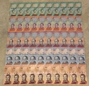 Venezuela Banknote Großhandel Lot. 50 Stck. 10 x 2, 5, 10, 20, 50 Bolivar. 2018. - Bild 1 von 8