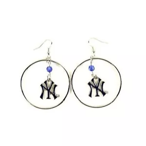 New York Yankees Beaded Hoop Earrings - Picture 1 of 1