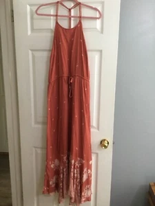 Roxy Maxikleid Größe Small Bindeband Kordelzug Taille T-Ausschnitt hinten - Bild 1 von 7