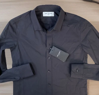 Saint Laurent Shirt Uniform YSL Button Front Long Sleeve Women Sz 34 F NWT Black - Image 1 of 4