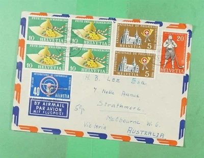 DR WHO 1955 SCHWEIZ BLOCK STANS LUFTPOST NACH AUSTRALIEN m27531 - Bild 1 von 2