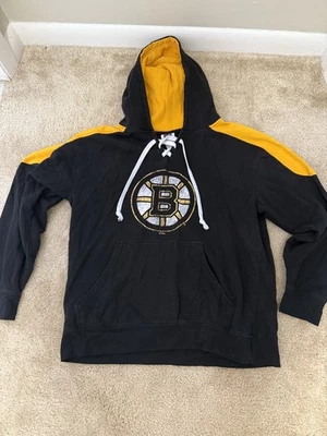 Camiseta com capuz Boston Bruins NHL hóquei masculina grande preta pulôver moletom - Imagem 1 de 3